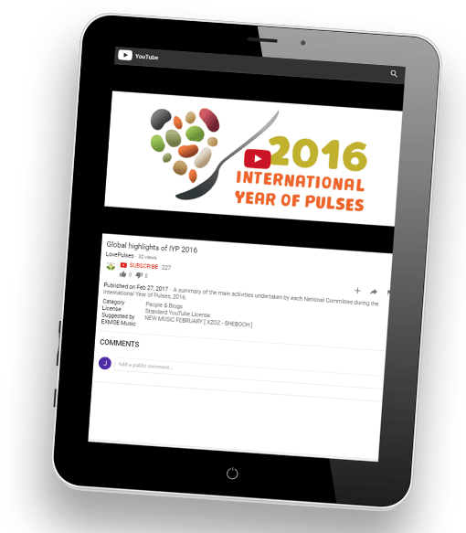 Screenshot of a tablet with the YouTube video "Global highlights of IYP 2016" loaded